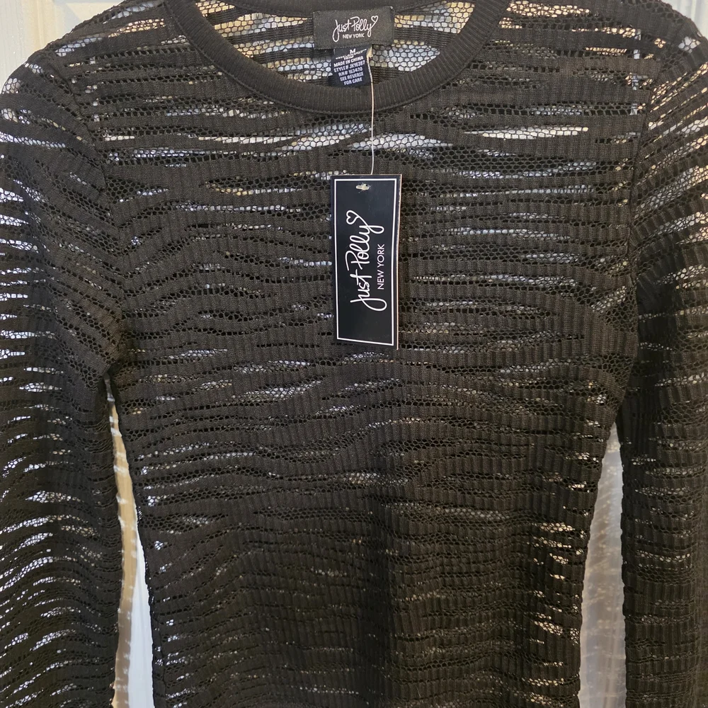 Just Polly Black Sheer Long Sleeve Top - Picture 2 of 6